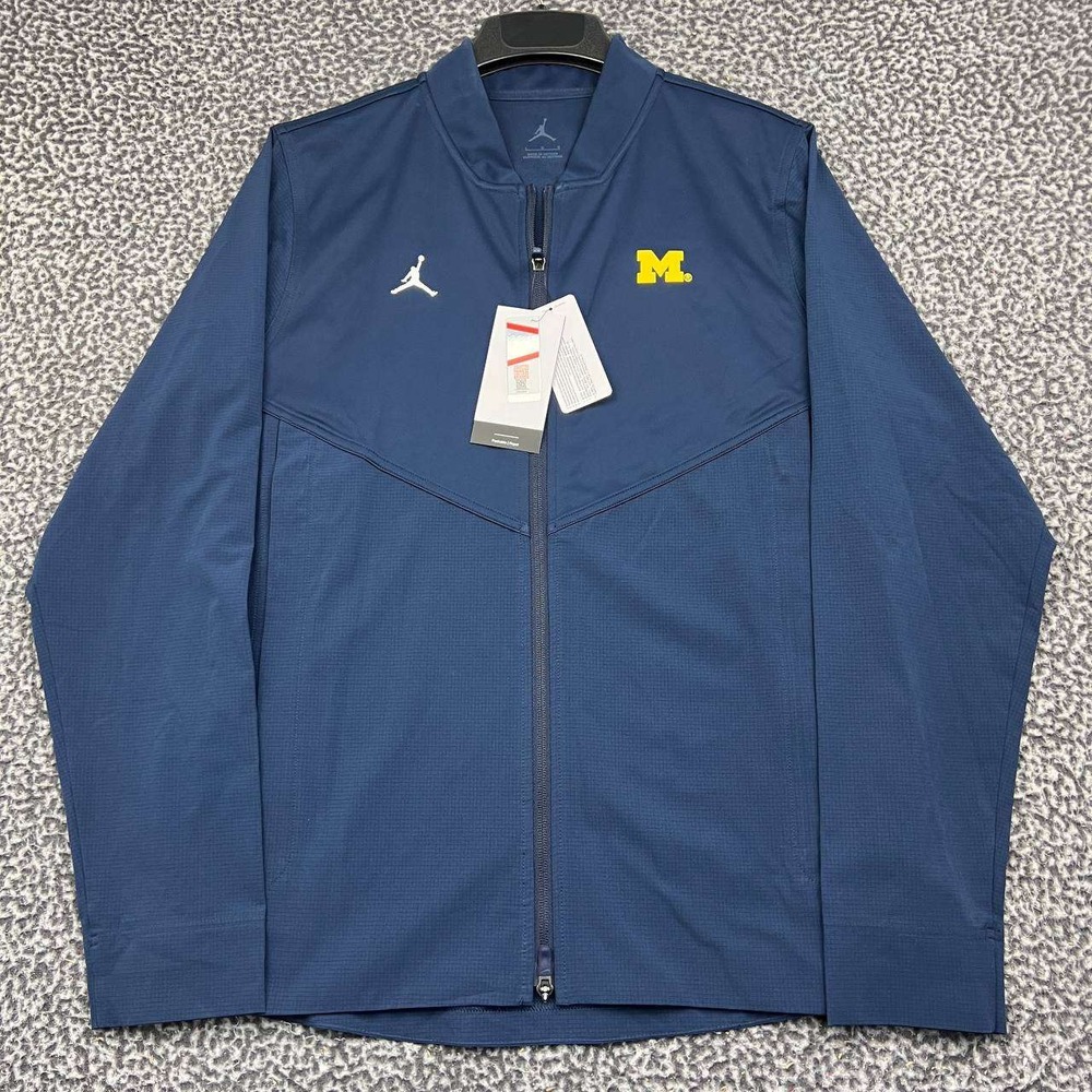 Air Jordan Michigan Wolverines Jacket Men Large Navy Blue Full Zip New L